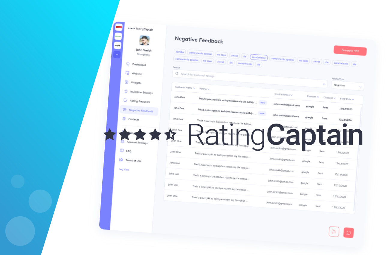 Rating Captain posprząta negatywne opinie w sieci